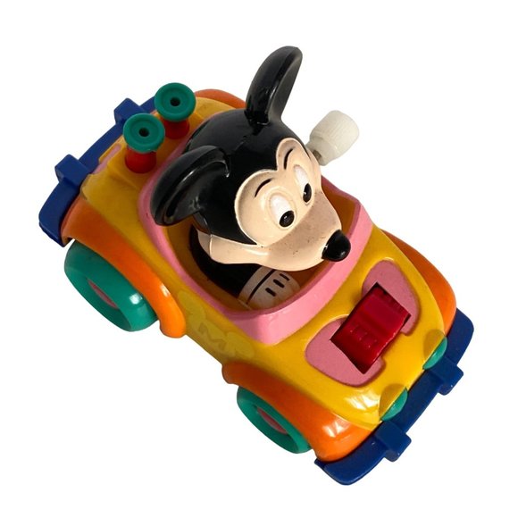 Disney Mickey Mouse Yellow Racer Car Windup Toy - Picture 8 of 13